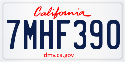 CA license plate 7MHF390