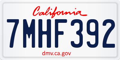 CA license plate 7MHF392