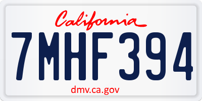 CA license plate 7MHF394