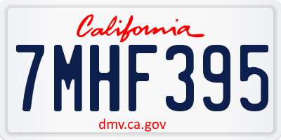 CA license plate 7MHF395