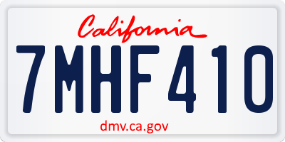 CA license plate 7MHF410