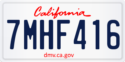 CA license plate 7MHF416