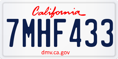 CA license plate 7MHF433