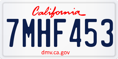 CA license plate 7MHF453