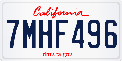 CA license plate 7MHF496