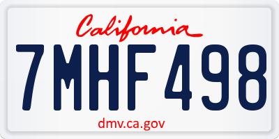 CA license plate 7MHF498