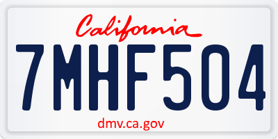 CA license plate 7MHF504