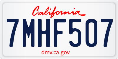 CA license plate 7MHF507
