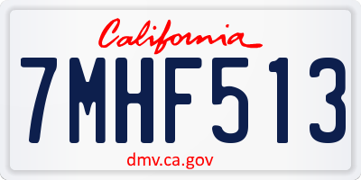 CA license plate 7MHF513