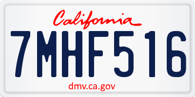 CA license plate 7MHF516