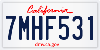 CA license plate 7MHF531