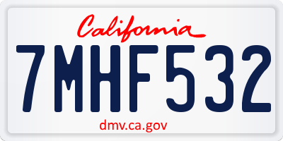 CA license plate 7MHF532
