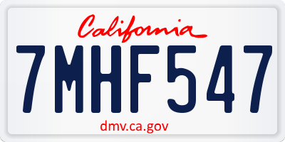 CA license plate 7MHF547