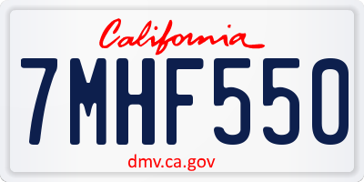 CA license plate 7MHF550