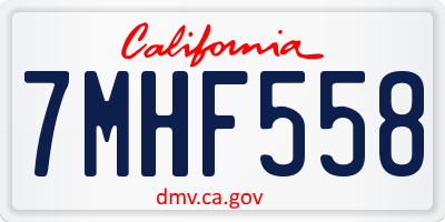 CA license plate 7MHF558