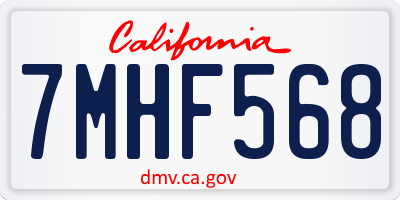 CA license plate 7MHF568
