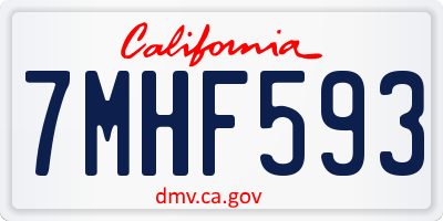 CA license plate 7MHF593