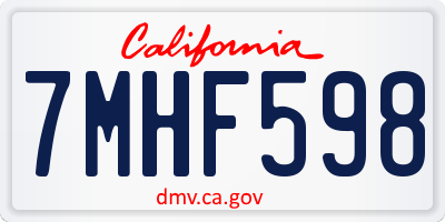 CA license plate 7MHF598