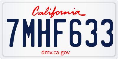 CA license plate 7MHF633