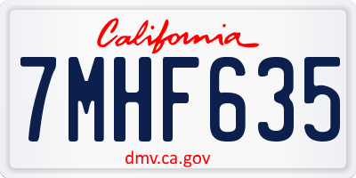 CA license plate 7MHF635