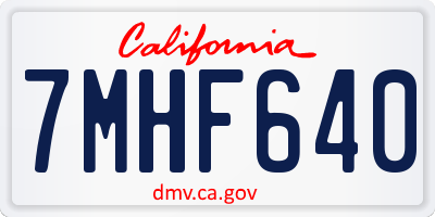 CA license plate 7MHF640