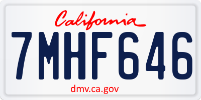 CA license plate 7MHF646