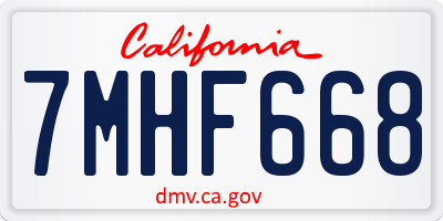 CA license plate 7MHF668