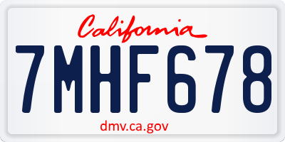 CA license plate 7MHF678