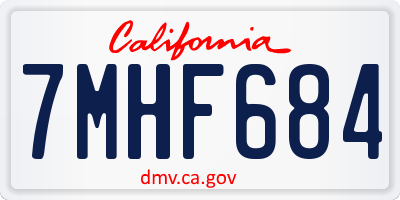 CA license plate 7MHF684