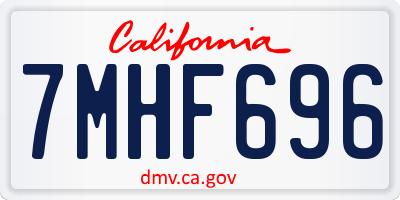 CA license plate 7MHF696