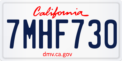 CA license plate 7MHF730