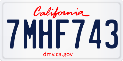 CA license plate 7MHF743