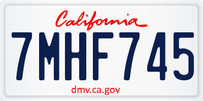 CA license plate 7MHF745