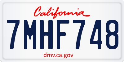CA license plate 7MHF748