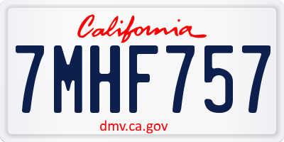 CA license plate 7MHF757