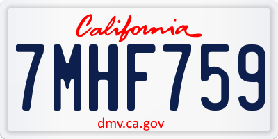 CA license plate 7MHF759