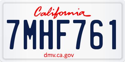 CA license plate 7MHF761
