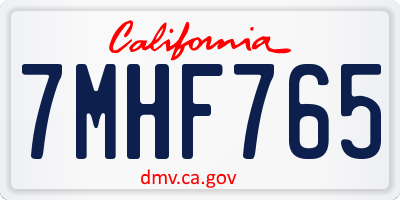 CA license plate 7MHF765