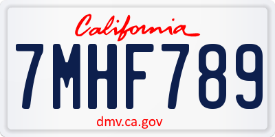 CA license plate 7MHF789