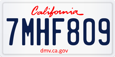 CA license plate 7MHF809
