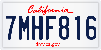 CA license plate 7MHF816