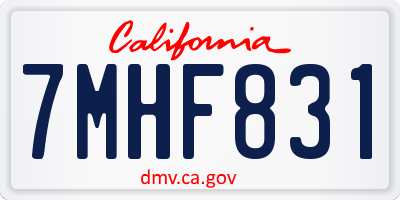 CA license plate 7MHF831
