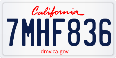 CA license plate 7MHF836
