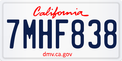 CA license plate 7MHF838