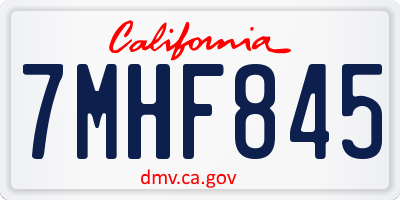 CA license plate 7MHF845