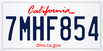 CA license plate 7MHF854