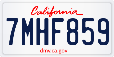 CA license plate 7MHF859