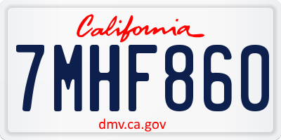 CA license plate 7MHF860