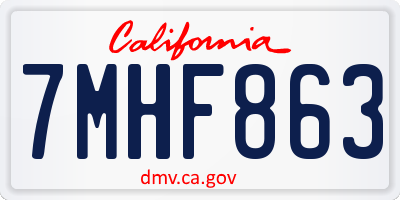CA license plate 7MHF863