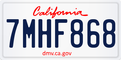 CA license plate 7MHF868